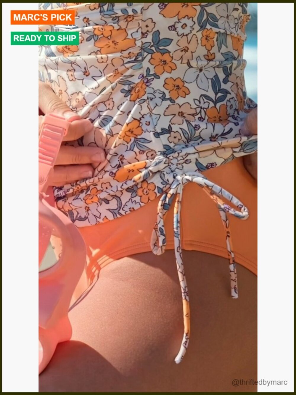 Women's Tankini Set High Neck Halter Top Adjustable Drawstrings Mid Rise Bottoms - Picture 7 of 7